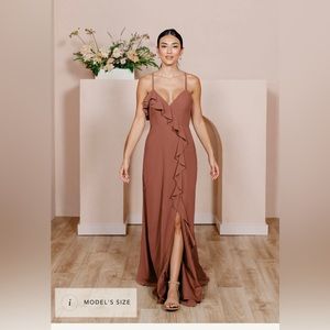 REVELRY - Paloma Chiffon Dress - Cinnamon rose size 8